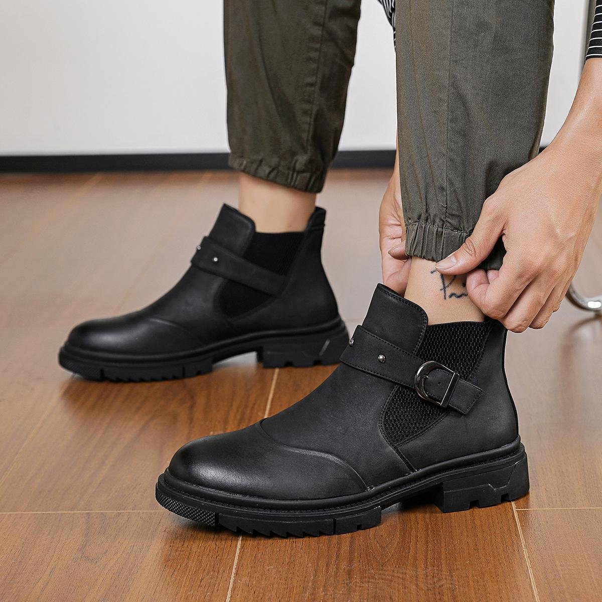 Men’s loafers, high-heel ankle boots, non-slip men’s shoes, trendy men’s boots, durable, stylish, retro, classic men’s shoes