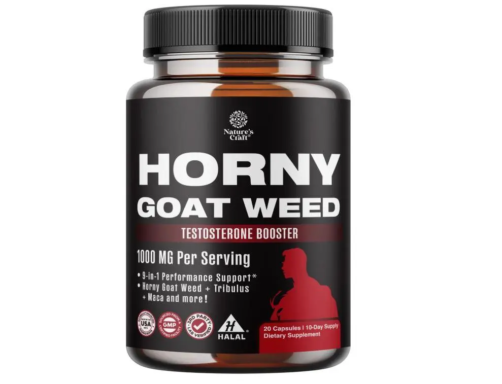 Horny Goat Weed Capsules for Men – Advanced Herbal Blend with Tongkat Ali, Panax Ginseng, Black Maca & Saw Palmetto – Daily Wellness Support