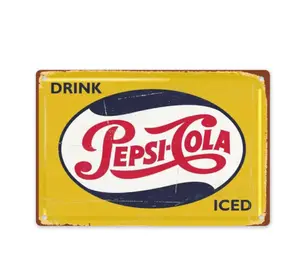 Vintage "Drink Pepsi-Cola Iced" Tin Sign  Retro Soda Wall Decor