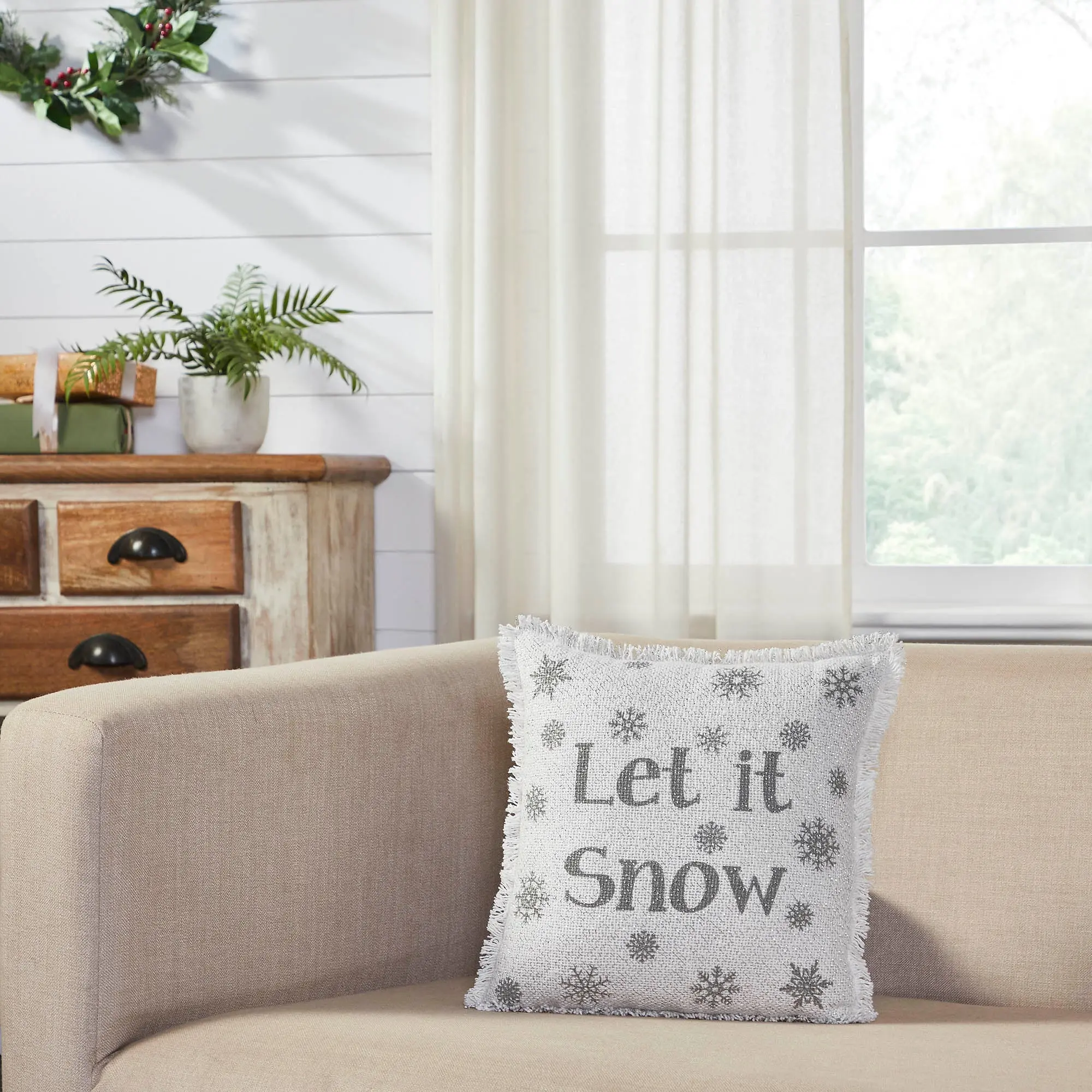 Yuletide Burlap Snowflake Pillow