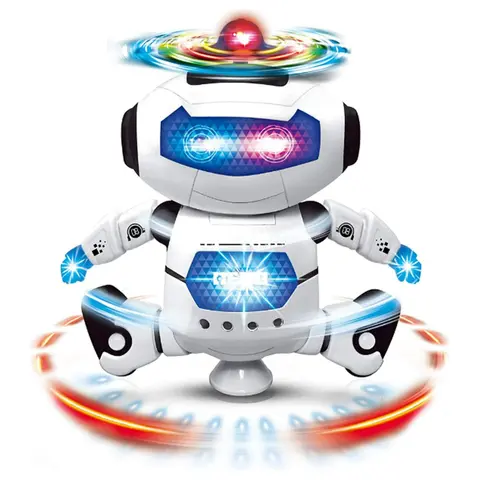 Musical Walking Dancing Robot Toy for Kids, Flashing Lights, 360° Body Spinning, Electronic Kids Toys, Perfect Gift for Xmas Colorful Round