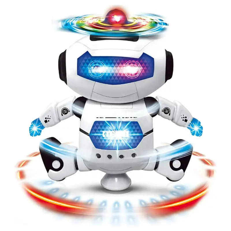 Musical Walking Dancing Robot Toy for Kids, Flashing Lights, 360° Body Spinning, Electronic Kids Toys, Perfect Gift for Xmas Colorful Round