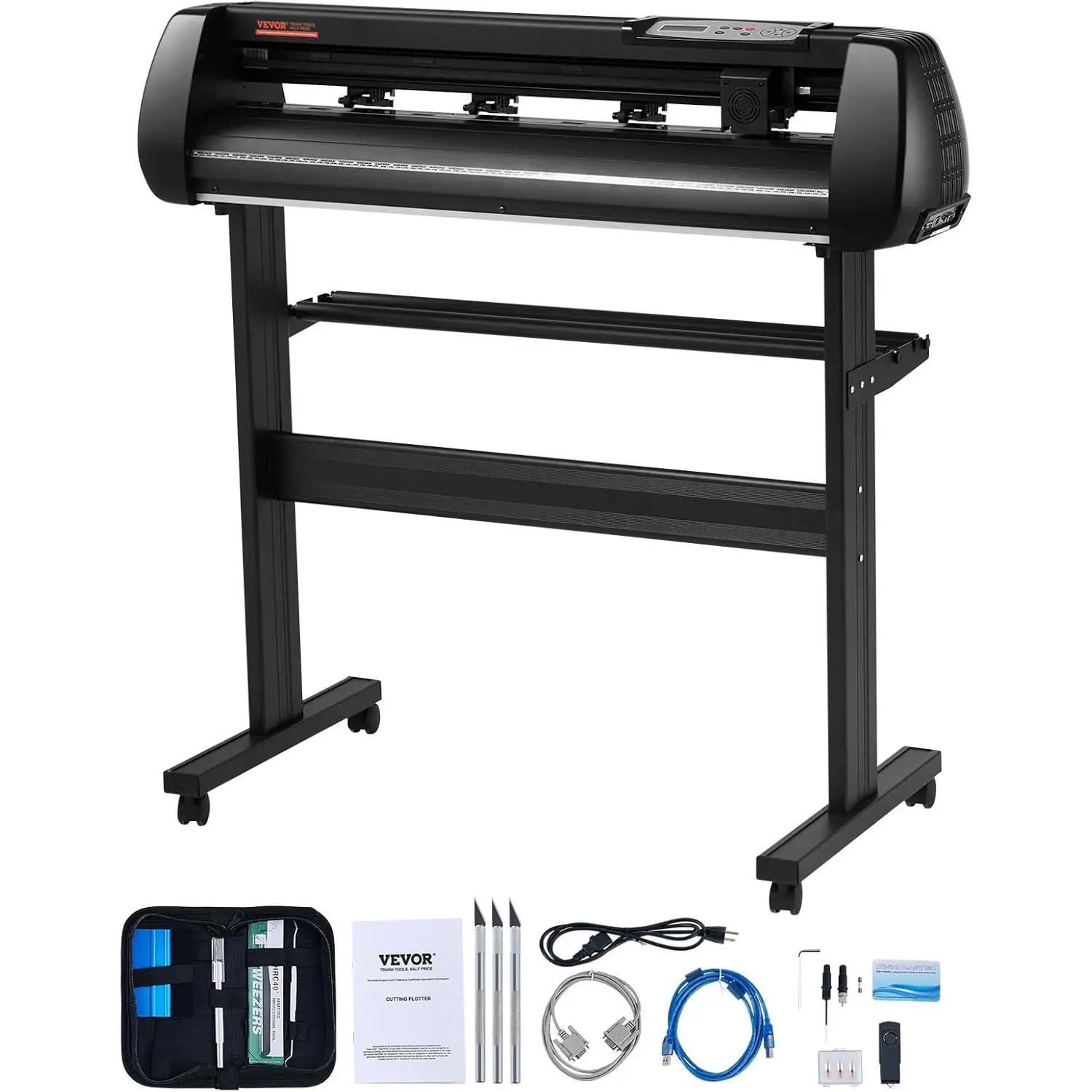 VEVOR 34inches Vinyl Cutter Machine, Bluetooth Cutting Plotter Machine, 400in/10m Accuracy Steel Roller Shaft Adjustable Speed Force, SignMaster Tool Kit for Sign Making Windows & Mobile
