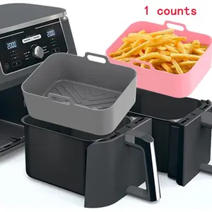 Silicone Air Fryer Liners for Ninja Dual Zone Dz401/dz550, Reusable & Easy Clean Silicone Baking Mats, Cooking Oven Microwave Kitchen Accessories