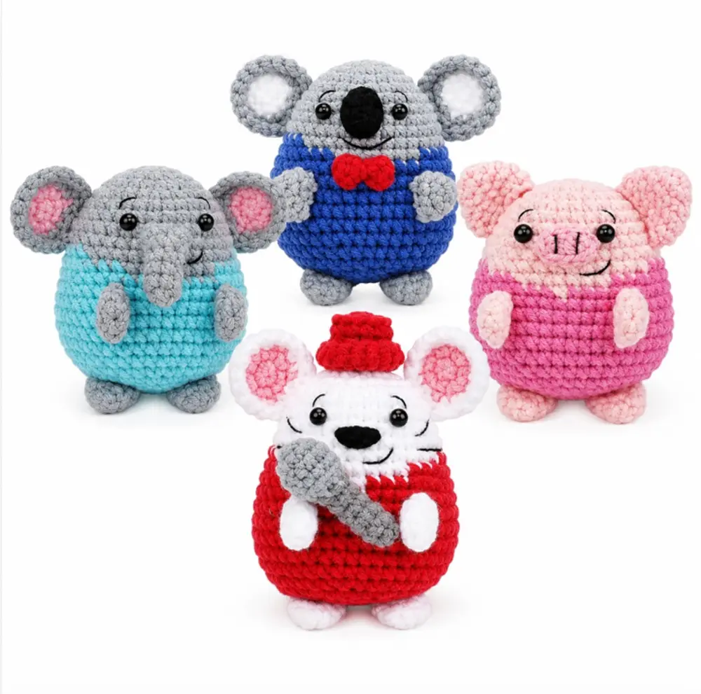 TIKA Beginner Crochet Kit 4-Pack Animals with Step-by-Step Video Tutorials, DIY Amigurumi Crochet Starter Set for Adults