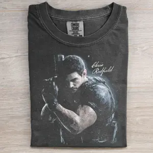 Chris Redfield Graphic T-Shirt, Aesthetic Resident Evil Game Tee , Retro Survival Horror Character Apparel, Unisex Fit Design, Gift for Men and Women