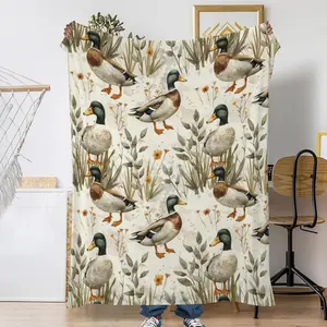 2026 new fleece blanket, duck-patterned blanket, suitable for sofa home decoration, rural farmhouse style soft plush travel blanket, lightweight and comfortable, suitable for sofa, bed, nap time, reading
