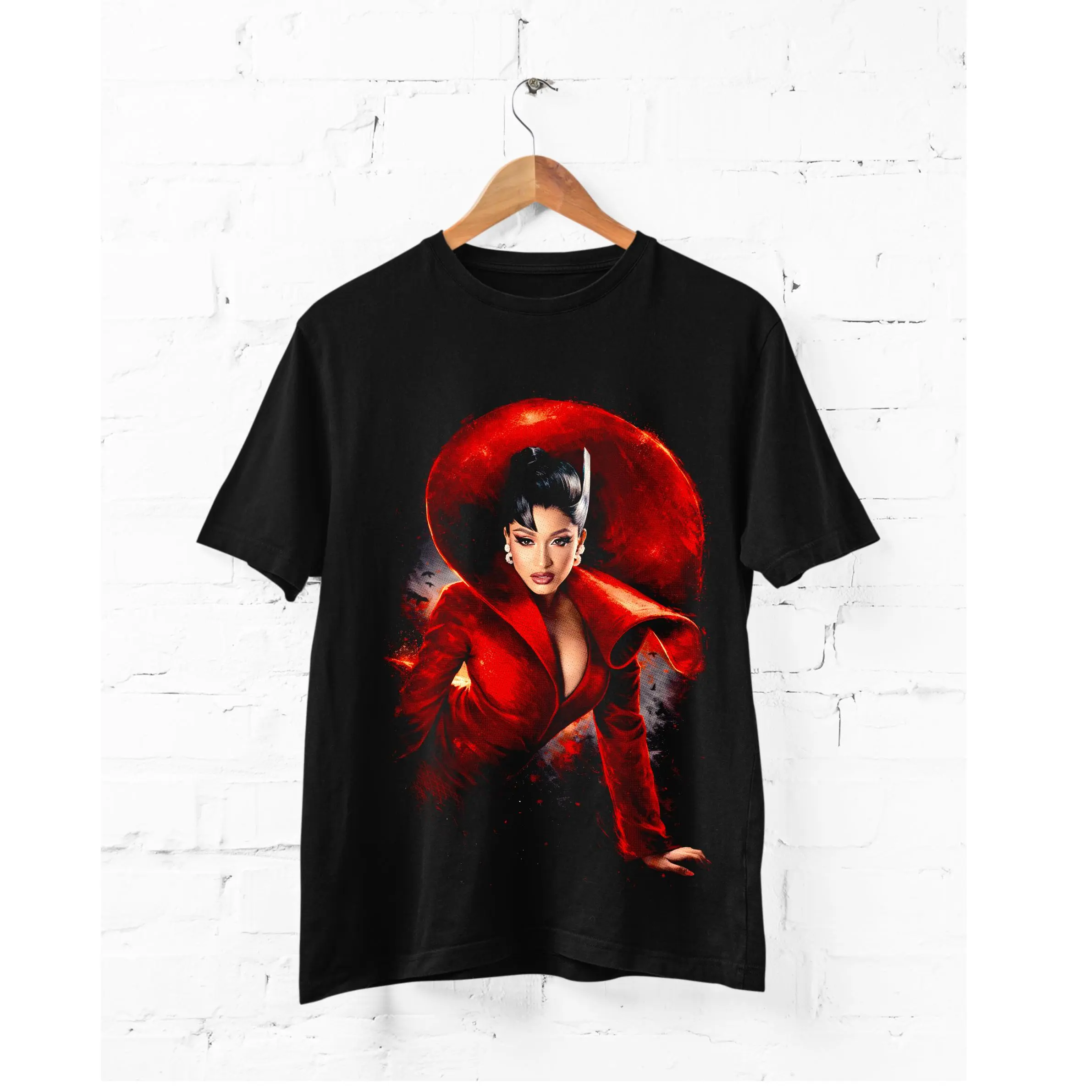 Female Rapper DTF Halftone Paint Splatter Transfer, 12in Black Removed - Breathable, Soft Touch, Cold-Warm Peel Specialty DIY Supply for Black Tees