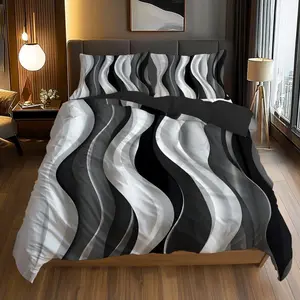 3-Piece & Striped Duvet Cover Set, Soft Comfortable Bedding, Includes 1 Duvet + 12 Pillowcases, Perfect Gift for Bedroom