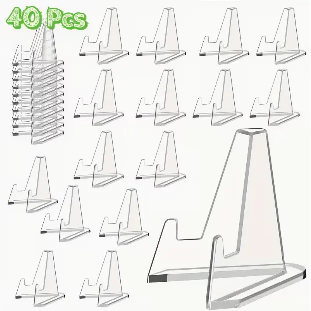 Pack of 40 Retail Acrylic Photo Frame Holder Card Holder Set, Card Display Stand, for Collecting Challenge Coins, Medals, Graded Cards, Sports Cards, Transaction Cards, Used in Homes, Offices, Window Display, Bookstores, Shop Windows tiktokshopspringglowu