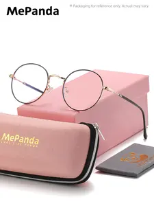 MePanda Unisex Vintage Exquisite Full-frame Clear Glasses, Perfect Round Frame Plano Glasses, Metal Frame Eyeglasses