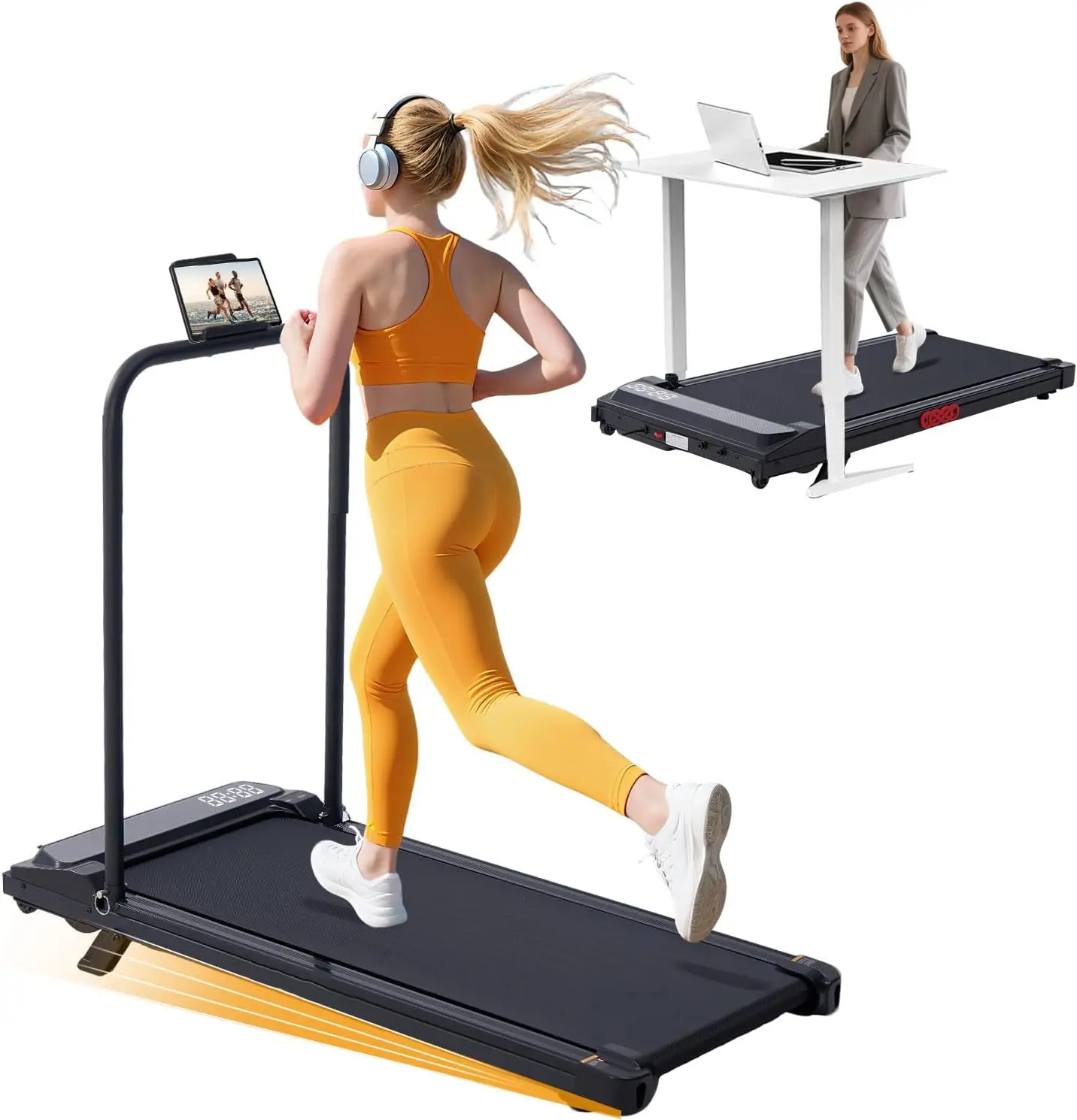 Walking Pad Treadmill with Handles 3 in 1 Portable Under Desk Treadmills for Home Small Space Foldable with Remote Control Multi Function Stepper for Health Safety,summerwins