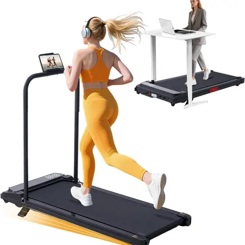 3-in-1 Portable Low Noise Treadmill with Handles - Foldable Walking Pad, Multi-Function Stepper, Remote Control, LCD Display, Jogging/Running Modes, Small-Space Home Gym Workout Equipment