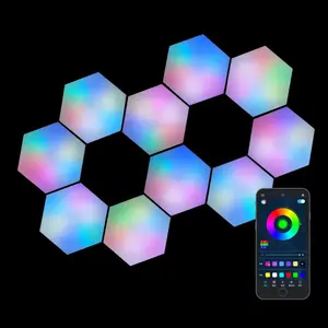 Hexagon Lights Streamer LED 4 pc Set with Colorful Glows and Simple Design