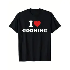 🎉[Graphic Tee]"I Love Gooning Design T-Shirt – 100% Cotton, Funny & Unique Graphic Tee for Men, Women, Family & Friends, Perfect for Halloween, Thanksgiving, Christmas Gifts, Casual & Comfortable Everyday Wear, Ideal Gift for Gooning Enthusiasts"