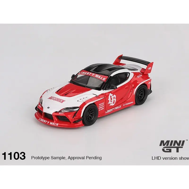 Mini GT 1:64 LBWORKS Toyota GR Supra – Red/White, Diecast Vehicles, Racing Car Model