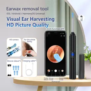 Silicone Ear Hygiene Set, HD Visual Earwax Removal Tool with Camera, 1296P HD Camera Ear Cleaner, Compatible with iPhone and Android Phones, Springtok, Spring Gift Set wide-angle clearer White pressure setting cleaning earwaxremovaltool eardrum