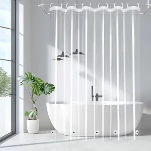 9G Clear Shower Curtain Liner 72 x 78 inches Long with 5 Magnet Weights, Heavy Duty Weighted Premium PEVA Plastic Shower Curtain Liner with 12 Hooks for Ba