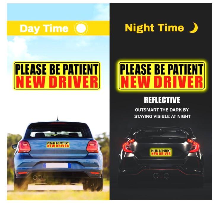 New Driver Magnet for Car, Please Be Patient Student Driver Magnet, New Driver Magnet Safety Warning, Magnetic Reflective Rookie Driver Bumper Sticker