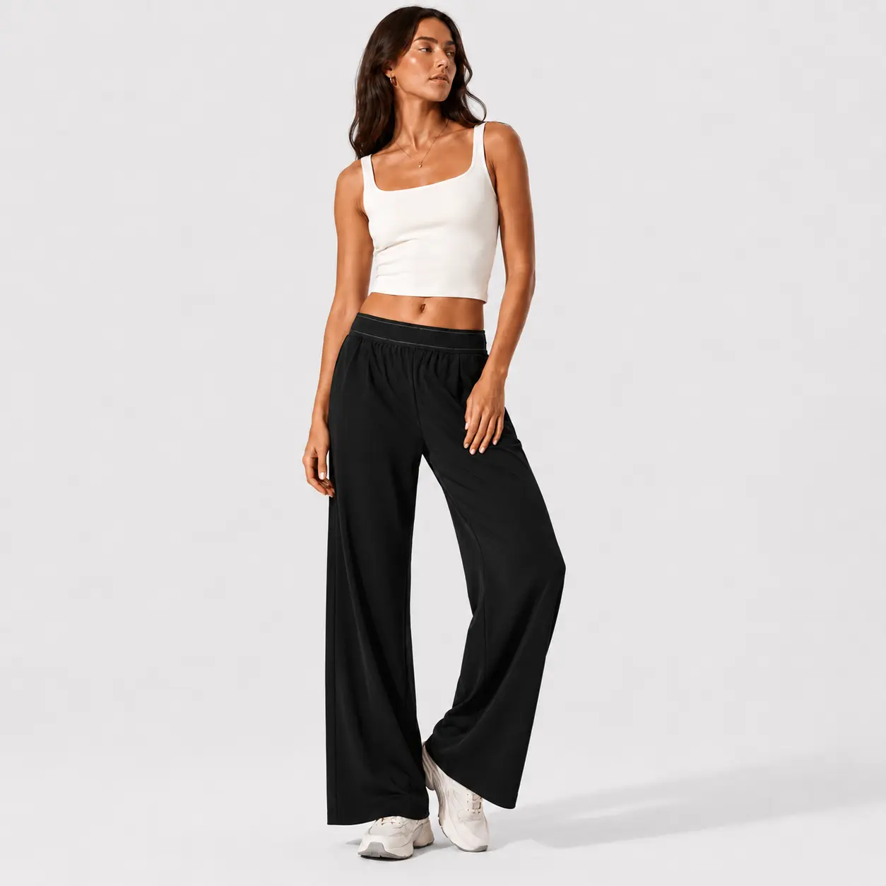 2026 New Women's High-Waisted Elastic Wide-Leg Pants – Casual Sports Trousers Made with High-Quality Fabric