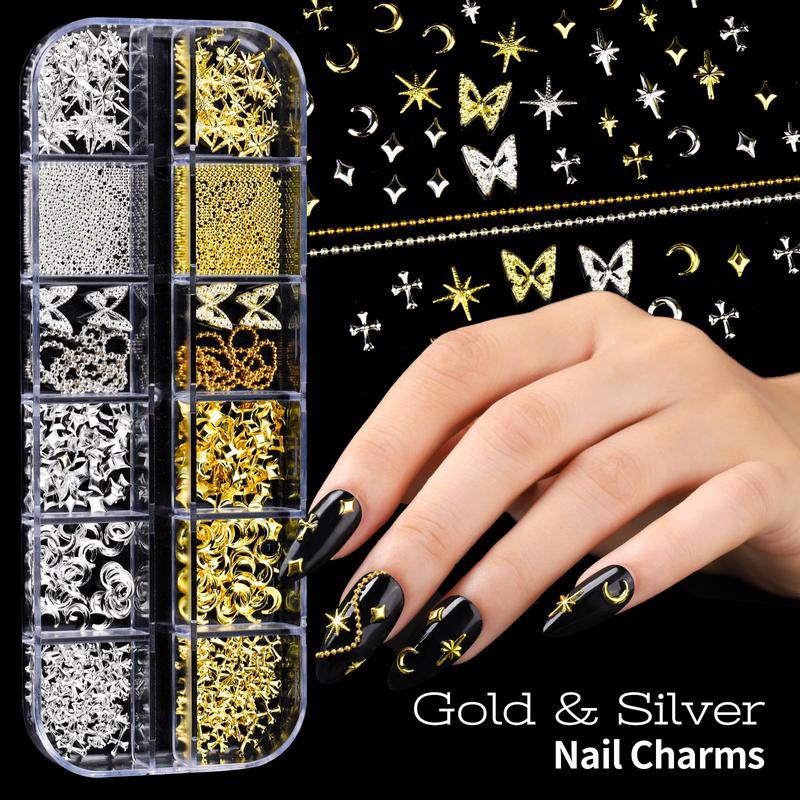 Nail Kit with Nail Charms and Nail Art Brushes Set, Nail Art Tools with 5 Boxes of 3D Nail Charms and Gems Rhinestones, 15 Pcs Nail Brushes, 5 Pcs Nail Dotting Tools, 2 Set of Nail Stand