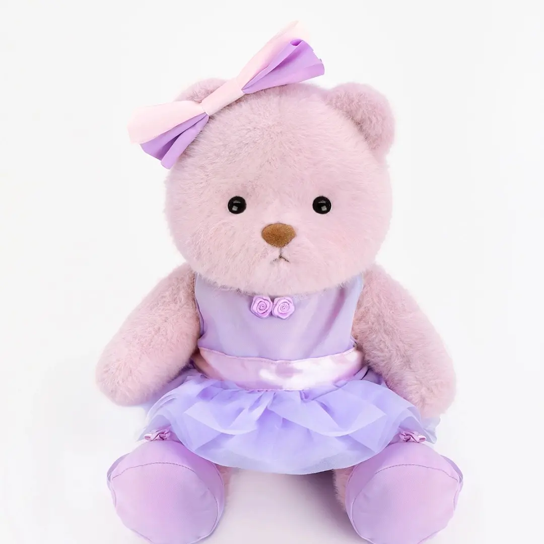 Getahug Designer Purple Ballet Dress Jointed Teddy Bear - Soft Adorable Stuffed Toy, Handmade Polyester Clothes, Cute Collectibles, Spot Clean with Wet Wipes, Ideal Gift for Kids' Birthdays