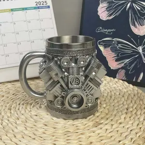 Personalized Stainless Steel Mug - V8/V6 Engine Design, 10oz Handcrafted Durable & Stylish, Perfect for Car Enthusiasts,Coffee Cup,Birthday Present,Holiday Gift