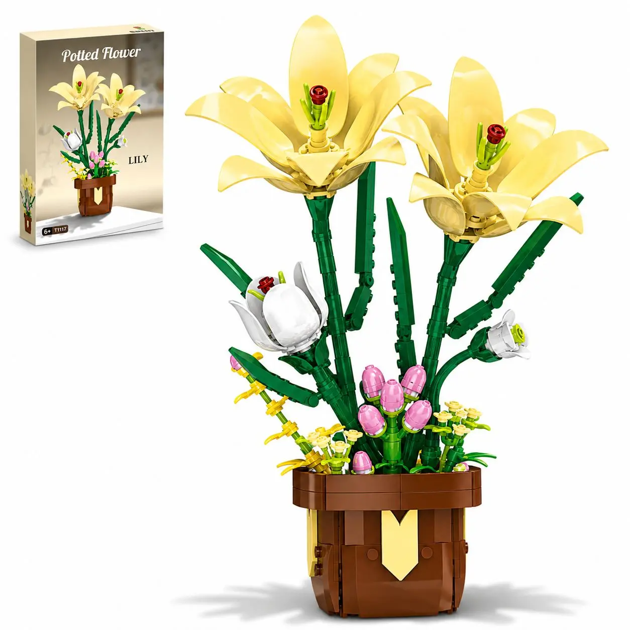 JYRUE Lily Flower Potted Building Set, 296PCS DIY Building Blocks Compatible with Lego Botanical, Toy Gift for Women & Adults Ages 6+