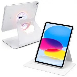 Spallo Magnetic Detachable Case for 2025 iPad Pro M5 & iPad 11th Generation A16 , Compatible with iPad Air7/6/5/4th & iPad Mini , Clear Acrylic Back with Rotating Stand Cover , Anti-Bend Protection, Tablet Protective Cover