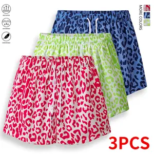3-piece set: women’s leopard print shorts with drawstring — suitable for park walks, family activities, and outdoor outings; everyday wear; summer casual wear; summer clothing; women’s shorts; women’s apparel