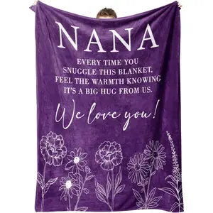 Nana Gifts, Nana Birthday Gifts, Nana Purple Blanket, Gifts for Nana from Grandkids, Best Nana Gift for Mothers Day Christmas, Super Soft Throws Blanket for Nana 60"X50"