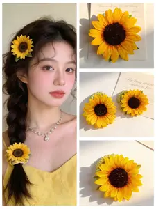 Sunflower Hair Clips Set, 2 Piece Sunflower Hair Accessories, Cute Floral Design, Perfect for Beach Vacation Photoshoots, Hair Accessory For Hair