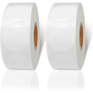 1-inch White Dot Blank Circle Stickers, 1000 Pcs Writable White Round Price Stickers for Office, Garage Sale, Yard Sale (2 Rolls)