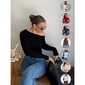 Autumn New Women's Slimming Off-Shoulder Top, Asymmetrical Neckline, Wrinkled Hem, Ruched, Elegant Long Sleeve T-Shirt, Casual One Shoulder Pullover