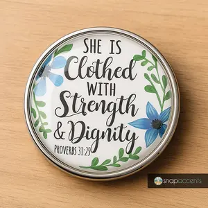 Clothed With Strength &amp; Dignity Snap, 18MM Snap Jewelry Interchangeable Snap Charm Button
