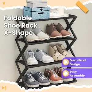 X-Type Dust-Proof Shoe Rack Organizer, Steel Pipe Easy Assembly, Ideal for Home Use, Dormitory Storage Solution, Simple and Practical Design