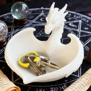 Dragon Storage Box with Wings Container, Compact Desktop and Bedside Tray, Key Coin Small Object Holder, Dragon Nightstand Organizer, Office Nightstand Decor