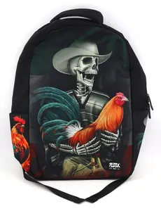 Cowboy Skeleton with Rooster Backpack - Elegant Design for Outdoor Activities and Fun