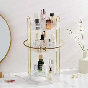 360° rotating makeup organizer, large acrylic cosmetic storage, dustproof & stackable. Perfect for cosmetics, perfumes, skincare and lipsticks. Ideal gift for girls and moms.