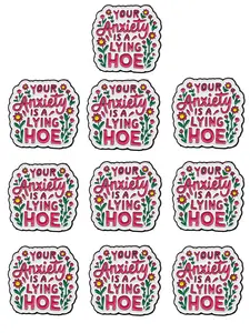 10pcs “Your anxiety is a lying hoe” Personalized English Pins&Brooches, Unisex Fashion Accessories, Suitable for Stylish Coats, All Seasons Wear