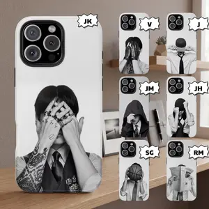 Vintage Bangtan iPhone Case, Retro Black & White Polycarbonate Phone Case World Tour 2026 iPhone 11–17 Samsung Galaxy S21–S25 Fan Art Cover
