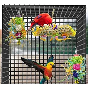 Bird Parrots Shredding Toy Birds Loofah Toys Parrot Cage Shredder Toy Bird Foraging Hanging Toys Birds Accessories for Parrots