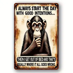 "I Always Start The Day Right" Funny Vintage Metal Sign - 8"X12" Sarcastic Aluminum Wall Art For Home, Garage, Cafe, Bar & Living Room Decor - Perfect Farmhouse & Porch Accent Or Holiday Gift