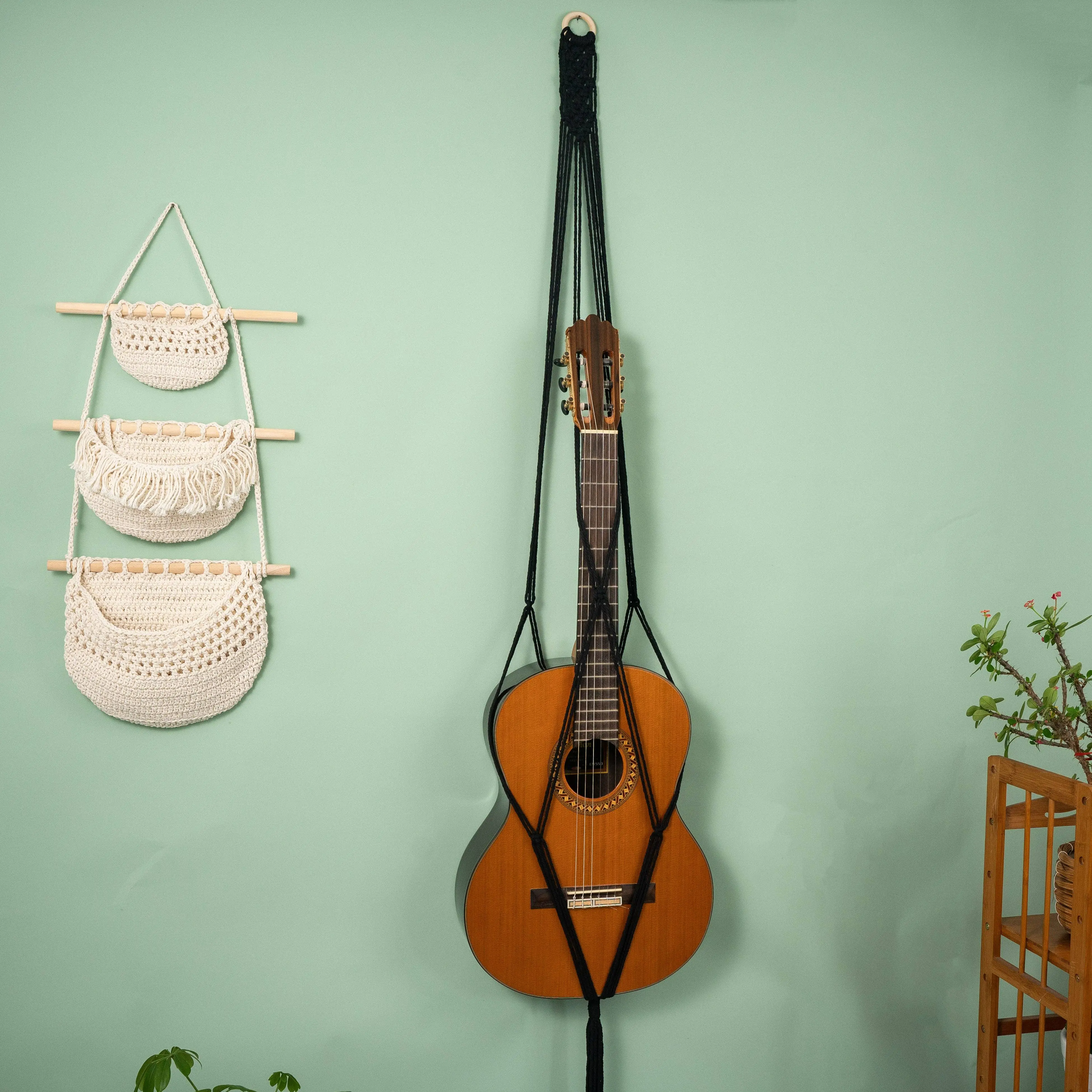 Guitar Storage Display Macrame Wall Hanging