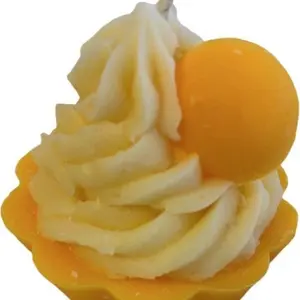 Orange Cream Cupcake Candle - Decorative Orange Cupcake with Cream Frosting and Decorative Element - Ornaments