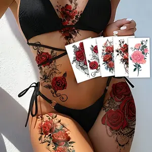 Women's Temporary Tattoo Stickers, Tattoo Paper, Waterproof Body Art Decals, Long-Lasting 2-5 Days, Suitable for Arms, Shoulders, Legs, Waist, Neck, Chest, Sticker Tattoos