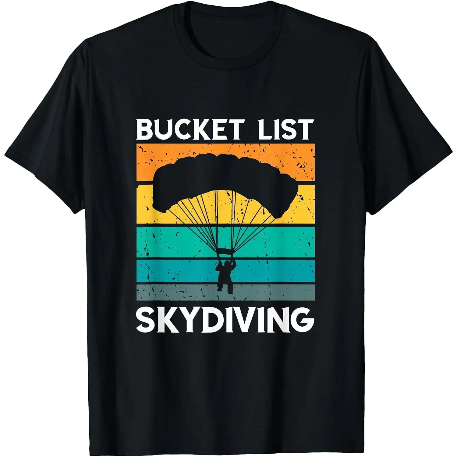 100%cotton Skydiving Bucket List Vintage Retro Paragliding Parachute T-Shirt