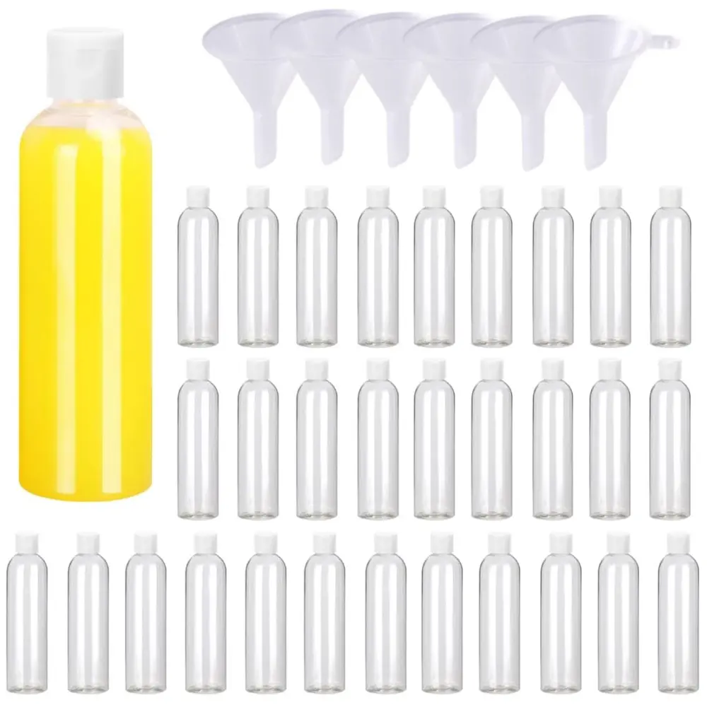 30-Piece Lightweight Empty Plastic Squeeze Bottles Set - Refillable Travel Containers for Shampoo, Lotions, Liquid Body Soap, Oil, Pack-Friendly for Face Covering Mask & Accessory Storage