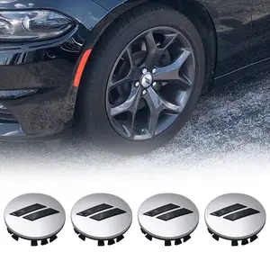 New 2.5" Silver And Black Strips logo Car Wheel Center Caps For Charger Challenger Durango 2017-2022 With 20" Wheels Rim Exterior Decoration