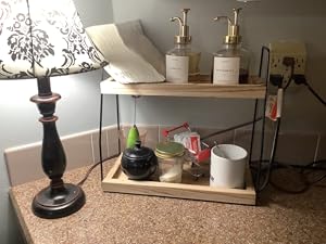 Lzhevsk 2-Tier Bathroom Countertop Organizer Vanity Tray, Bathroom Countertop Storage Shelf Cosmetic Organizer Holder, Bathroom Tray for Counter